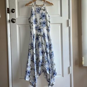 Lulus White midi dress with blue flowers